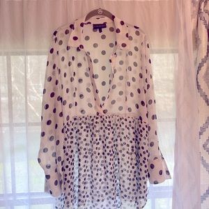 Black and white polka dot baby doll top